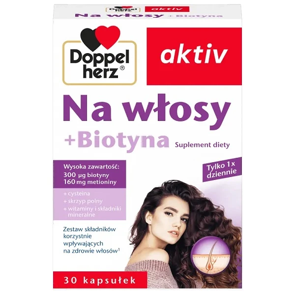 Doppelherz Aktiv, Na włosy + Biotyna, 30 kapsułek
