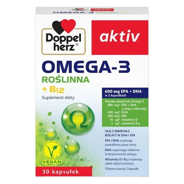 Doppelherz Aktiv, Omega-3 Roślinna, 30 kapsułek
