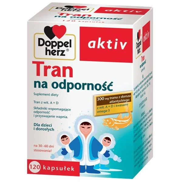 Doppelherz Aktiv, Tran na odporność, 120 kapsułek
