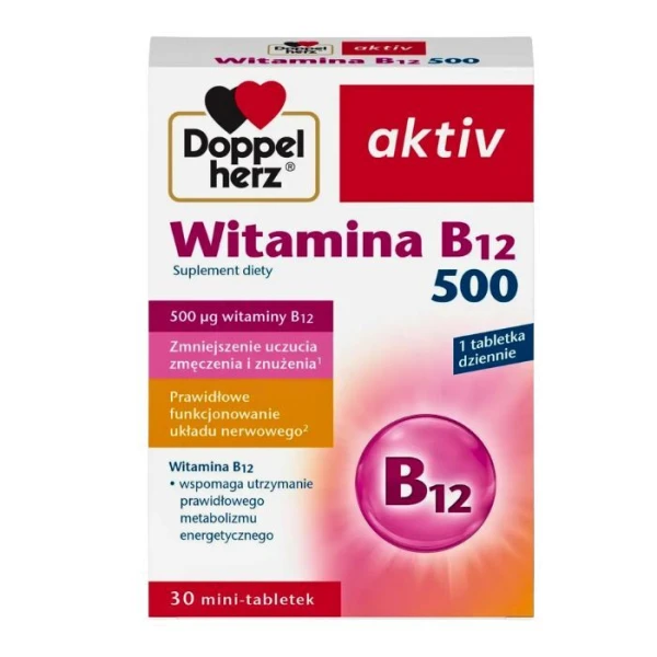 Doppelherz Aktiv, Witamina B12 500, 30 tabletek