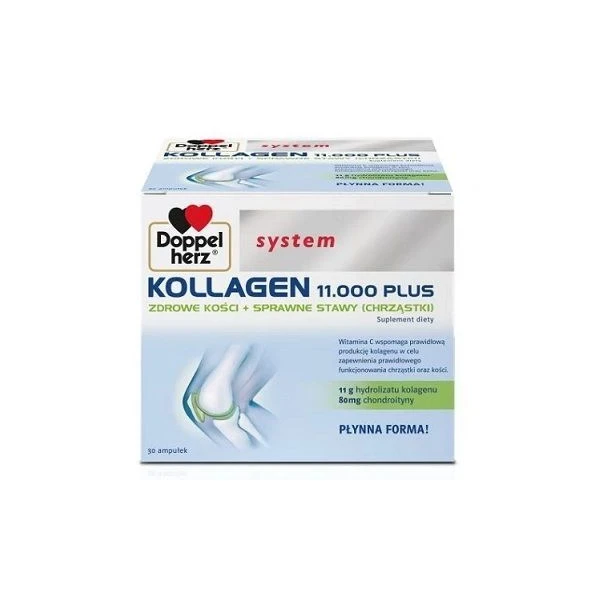 Doppelherz System, Kollagen 11.000 Plus, Zdrowe Kości + Sprawne Stawy, 30 ampułek po 25ml