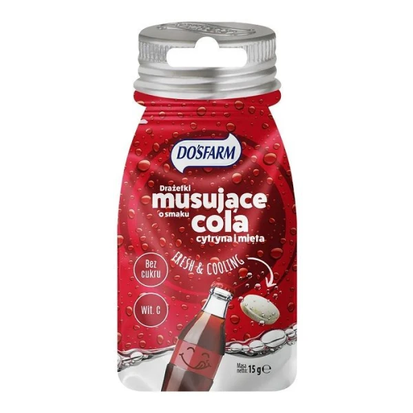 Dosfarm, drażetki musujące o smaku cola, cytryna i mięta, po 3 roku życia, 15g