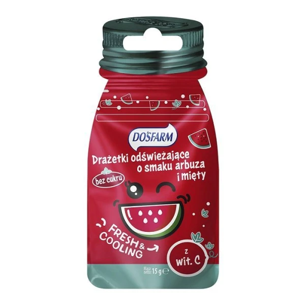 Dosfarm, drażetki odświeżające o smaku mięty i arbuza, po 3 roku życia, 15g