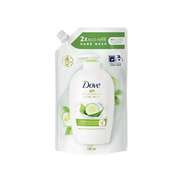 Dove Refreshing Care, mydło w płynie, ogórek i zielona herbata, zapas, 500ml