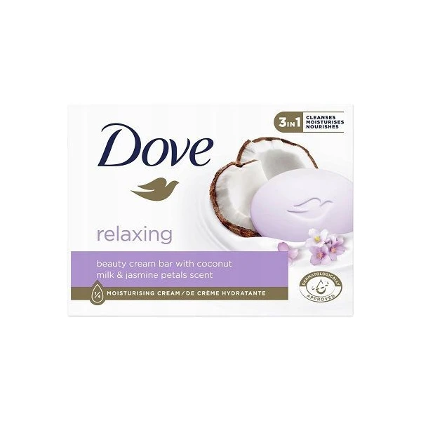 Dove Relaxing, kremowa kostka myjąca, mleczko kokosowe i płatki jaśminu, 90g