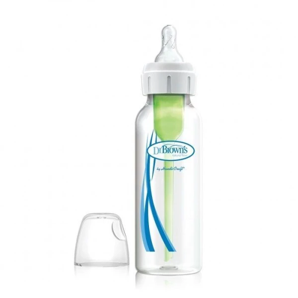 Dr Brown's Options+, butelka antykolkowa standard, wąska szyjka, ze smoczkiem poziom 1 0-3 miesiące, 250ml