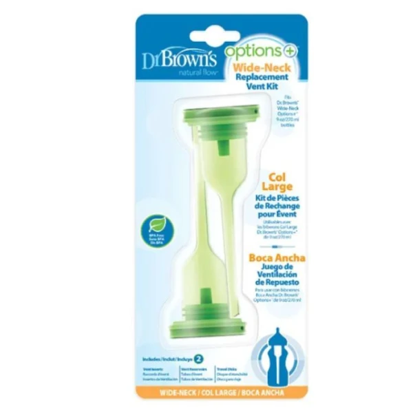 Dr Brown's Options+, komplet części do butelek antykolkowych, szeroka szyjka, 270ml, 2 sztuki