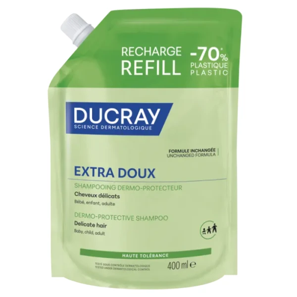 Ducray Extra Doux, ochronny szampon dermatologiczny, refill, 400ml