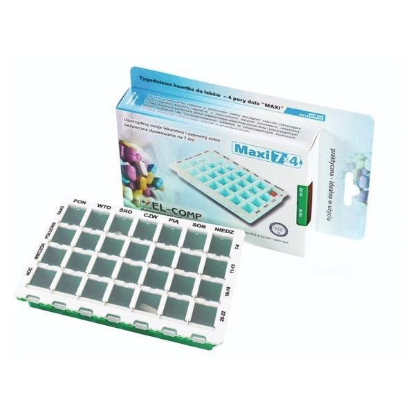 El-Comp, kasetka tygodniowa do dawkowania leków doustnych, maxi 7x4, 4 pory doby, 1 sztuka