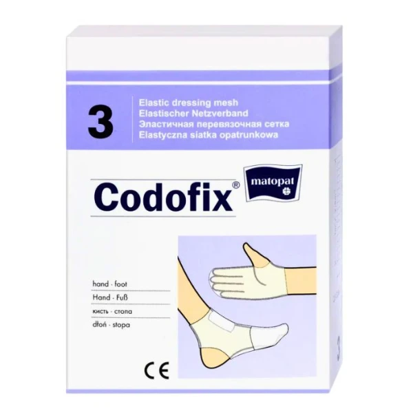 Elastyczna siatka opatrunkowa, Matopat Codofix 3, niejałowa, dłoń i stopa, szerokość 2,5-3,5cm, 1 sztuka
