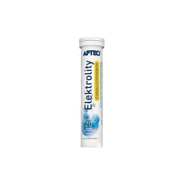 Elektrolity Apteo, smak cytrynowy, 20 tabletek musujących