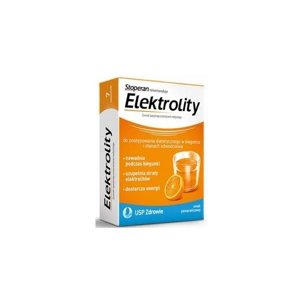 [DATA - 2026-10-31] Elektrolity, proszek, smak pomarańczowy, 7 saszetek