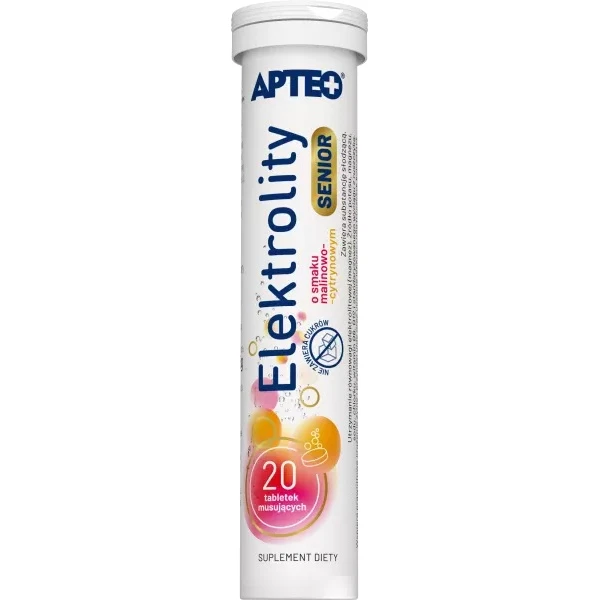 Elektrolity Senior Apteo, smak malinowo-cytrynowy, 20 tabletek musujących