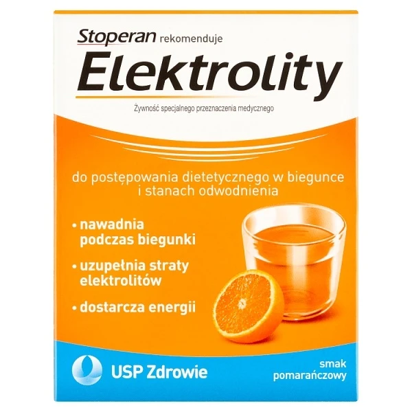 Stoperan Elektrolity, proszek, smak pomarańczowy, 7 saszetek