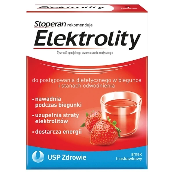 Stoperan Elektrolity, proszek, smak truskawkowy, 7 saszetek