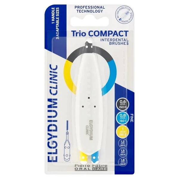 Elgydium Clinic Trio Compact, szczoteczki do przestrzeni międzyzębowych, rozmiary: 0,6mm, 0,8mm i 1mm, 3 sztuki