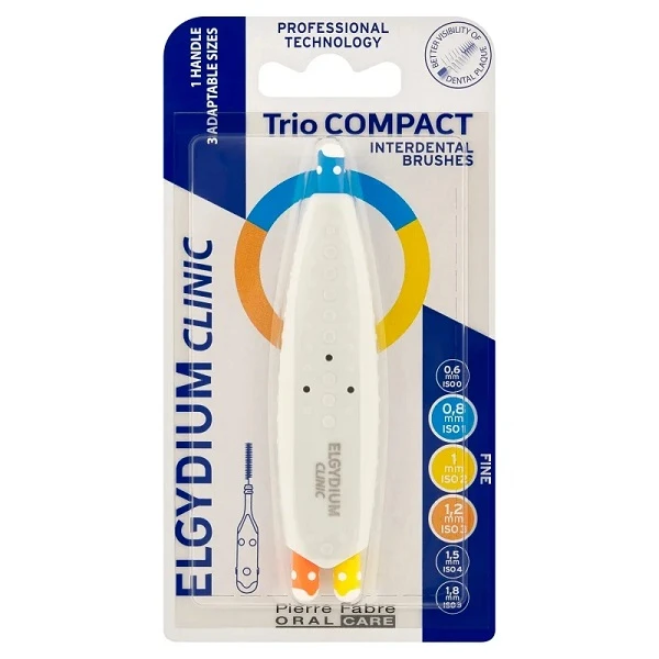 Elgydium Clinic Trio Compact, szczoteczki do przestrzeni międzyzębowych, rozmiary: 0,8mm, 1mm i 1,2mm, 3 sztuki