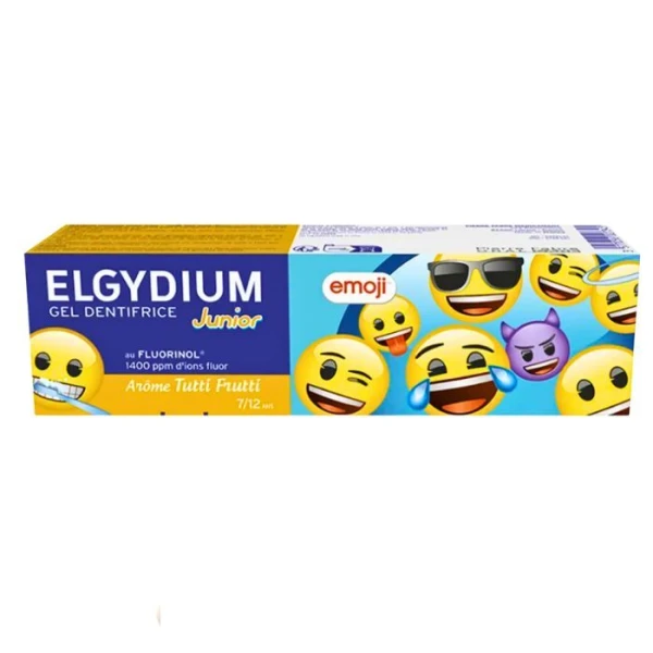 Elgydium Junior Emoji, pasta do zębów w postaci żelu dla dzieci, Tutti-frutti, 7-12 lat, 50ml
