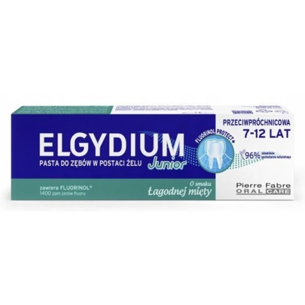 Elgydium Junior, pasta do zębów, dla dzieci w wieku 7-12 lat, smak łagodnej mięty, 50ml