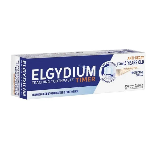Elgydium Timer, pasta do zębów zmieniająca kolor, dla dzieci po 3 roku życia, smak owoców leśnych, 50ml