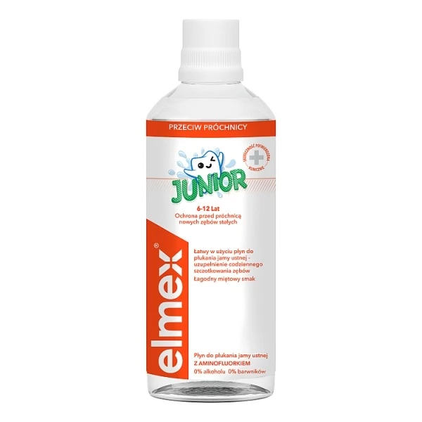 Elmex Junior, płyn do płukania jamy ustnej, dla dzieci w wieku 6-12 lat, 400ml