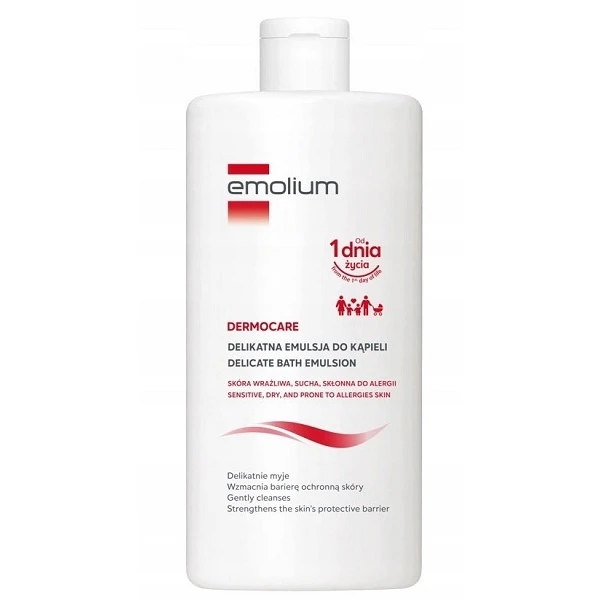 Emolium Dermocare, delikatna emulsja do kąpieli, dla dorosłych i dzieci od 1 dnia życia, 750ml
