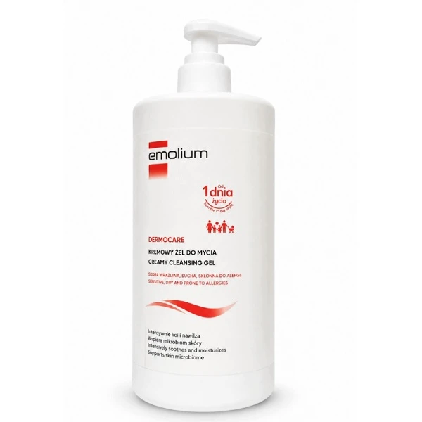 Emolium Dermocare, kremowy żel do mycia, skóra wrażliwa i sucha, od 1 dnia życia, 750ml