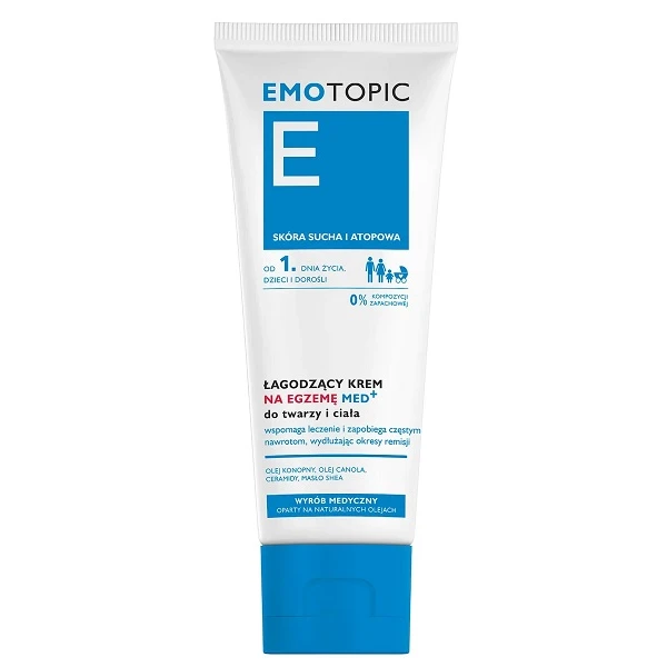 Emotopic, krem łagodzący na egzemę med+, do twarzy i ciała, od urodzenia, 75ml