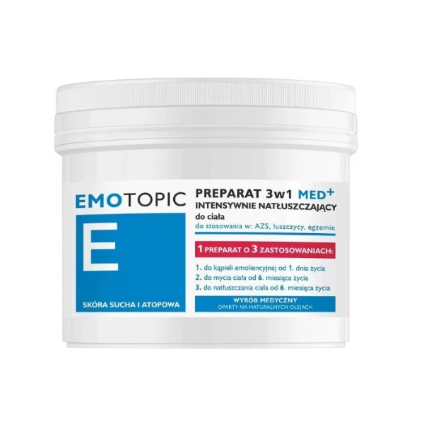 Emotopic, preparat intensywnie natłuszczający do ciała 3w1 Med+, od 1 dnia życia, skóra sucha i atopowa, 500ml