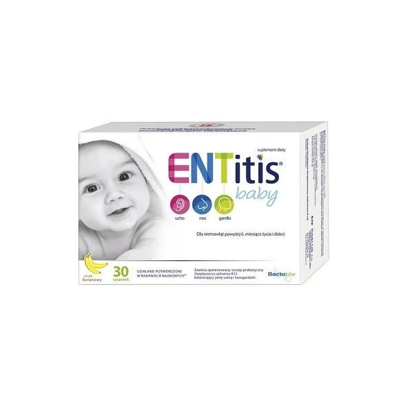 Entitis Baby, dla niemowląt po 6 miesiącu życia, proszek, smak bananowy, 30 saszetek