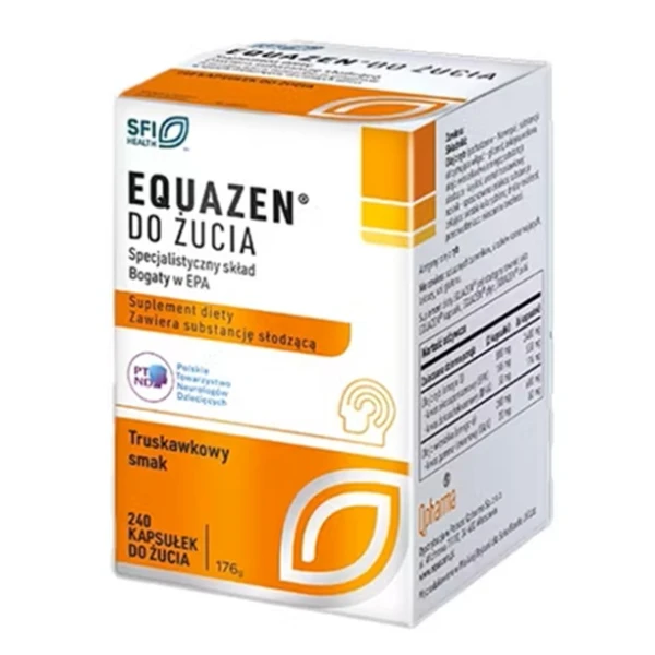 Equazen, smak truskawkowy, po 3 roku życia, 240 kapsułek do żucia