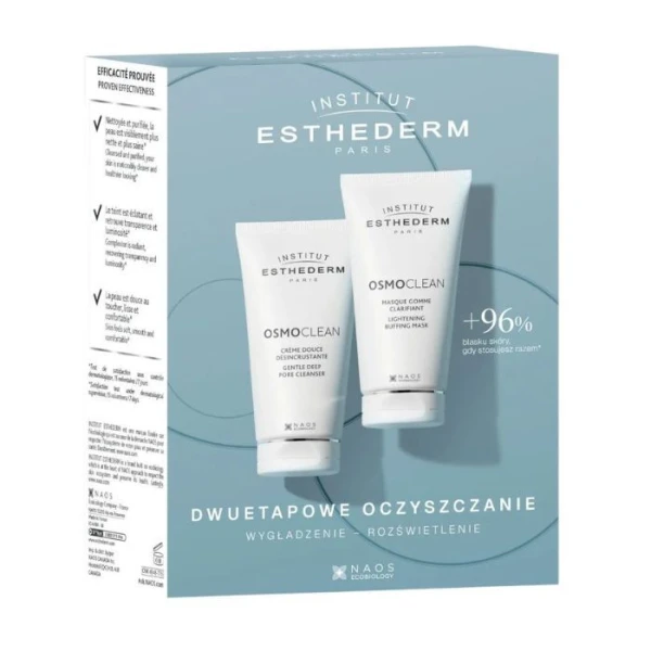 Esthederm Osmoclean, wygładzająco-rozświetlająca maska złuszczająca, 75ml + krem-peeling głęboko oczyszczający, 75ml