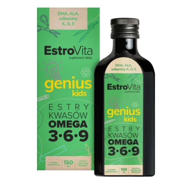 EstroVita Genius Kids, płyn dla dzieci po 3 roku życia, smak cytrynowy, 150ml