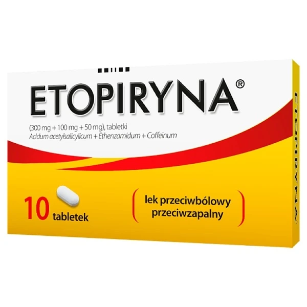 Etopiryna (300mg+100mg+50mg), tabletki od bólu głowy, 10 tabletek