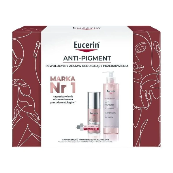 Eucerin Anti-Pigment, żel oczyszczający, 400ml + serum o podwójnym działaniu, 30ml