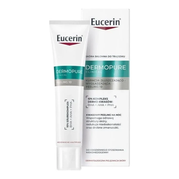 Eucerin DermoPure Clinical, kuracja złuszczająco-wygładzająca Peeling 10, z kwasem glikolowym i salicylowym, 40ml