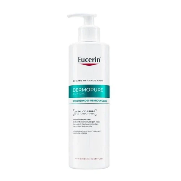 Eucerin DermoPure Clinical, żel redukujący niedoskonałości do twarzy i ciała, do skóry trądzikowej, 400ml