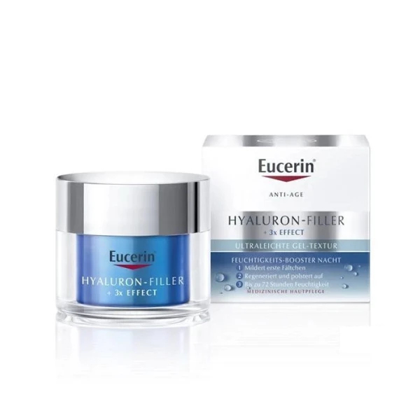 Eucerin Hyaluron-Filler + 3x Effect Booster, nawilżający żel przeciwzmarszczkowy na noc, 50ml