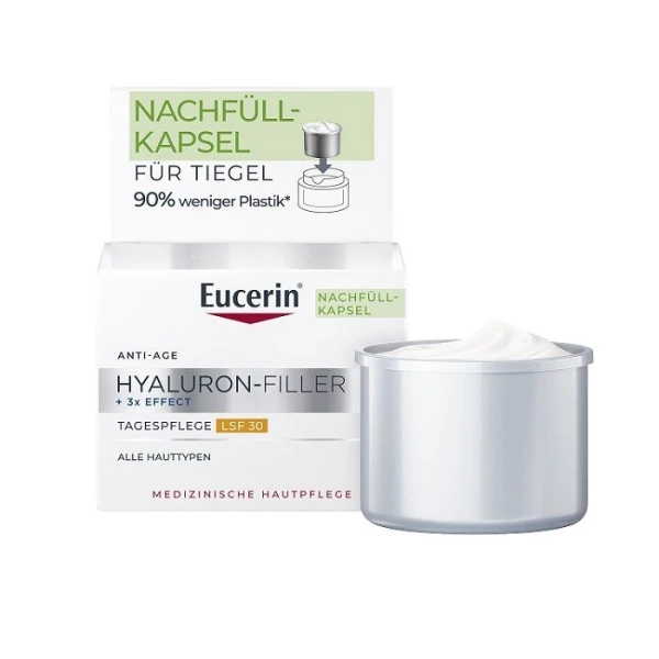 Eucerin Hyaluron-Filler + 3x Effect, przeciwzmarszczkowy krem na dzień SPF30, refill, 50ml
