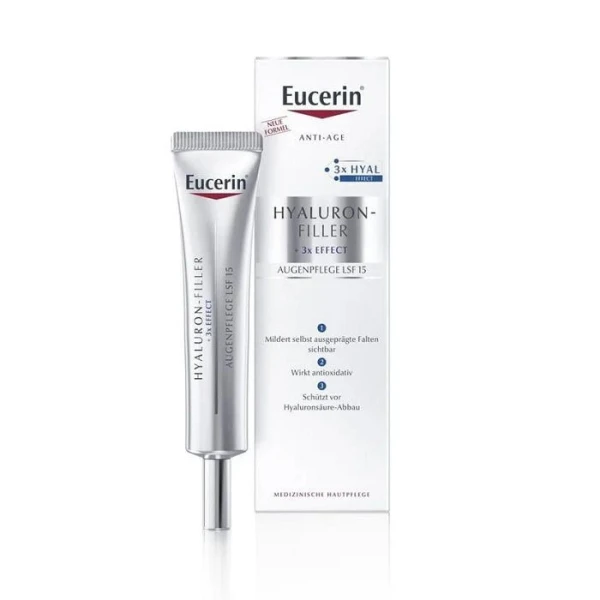 Eucerin Hyaluron-Filler + 3x Effect, przeciwzmarszczkowy krem pod oczy SPF15, 15ml