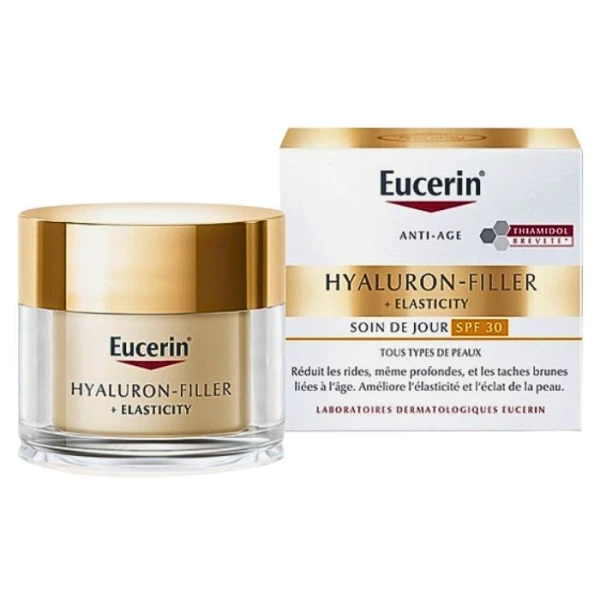 Eucerin Hyaluron-Filler + Elasticity, krem na dzień do cery dojrzałej z przebarwieniami i głębokimi zmarszczkami SPF30, 50ml