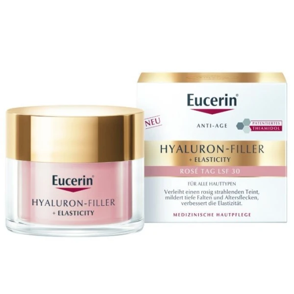 Eucerin Hyaluron-Filler + Elasticity, różany krem do cery dojrzałej z przebarwieniami, na dzień, SPF 30, 50ml