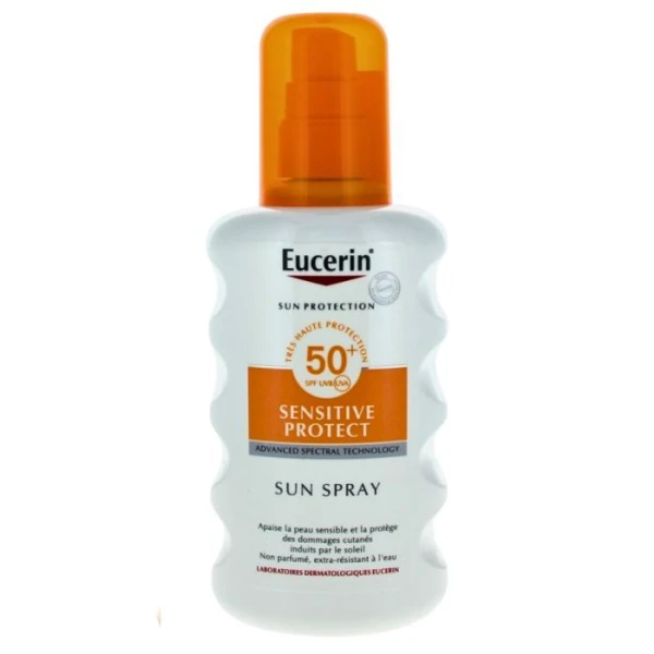 Eucerin Sun Protection Sensitive Protect, spray ochronny do twarzy i ciała 50+, 200ml