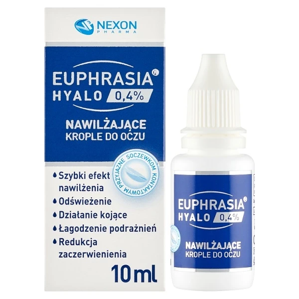 Euphrasia Hyalo 0,4%, nawilżające krople do oczu, 10ml
