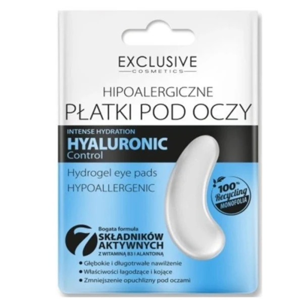 Exclusive Cosmetics, Hyaluronic Control, nawilżające płatki pod oczy, 1 para