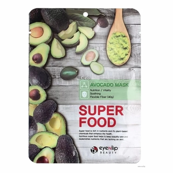 Eyenlip, Super Food, maska w płachcie z ekstraktem z awokado, 23ml