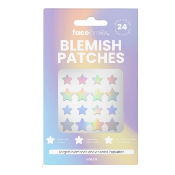 Face Facts Blemish Patches, holograficzne plasterki na niedoskonałości, gwiazdki, 24 sztuki