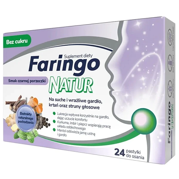 FaringoNatur, pastylki do ssania, smak czarnej porzeczki, 24 sztuki