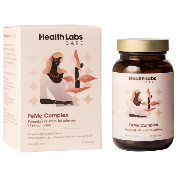 Health Labs Care, FeMe Complex, żelazo, laktoferyna i 7 składników, 60 kapsułek