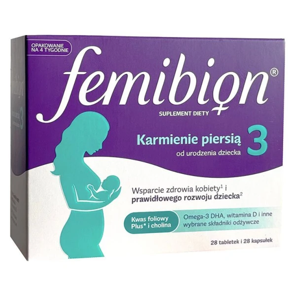 Femibion 3, Karmienie piersią, 28 tabletek i 28 kapsułek